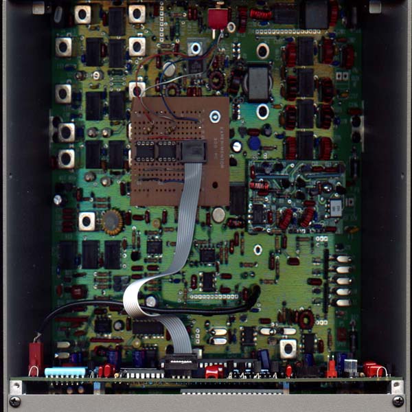 [top view of K2 with memory doubler board,
click for larger view]