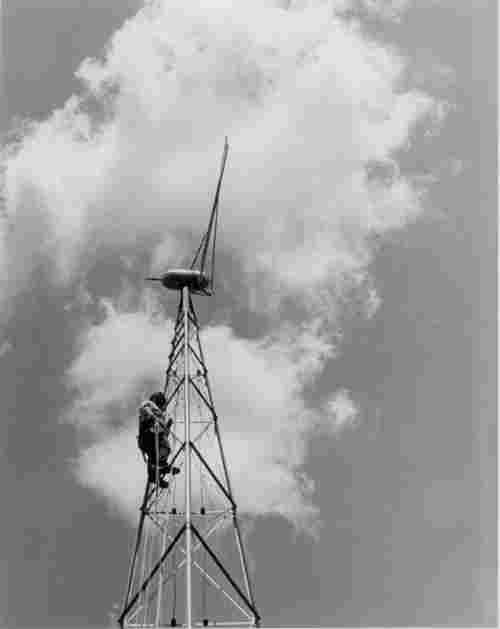 [Rick on the windmill tower - click for larger version]